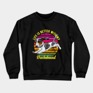 Life is Better With My Dachshund Retro Sun Crewneck Sweatshirt